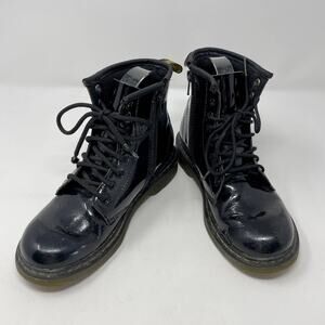 Dr. Martens Girls' 1460 J Combat Boots High Top Black Patent Leather Sz 3